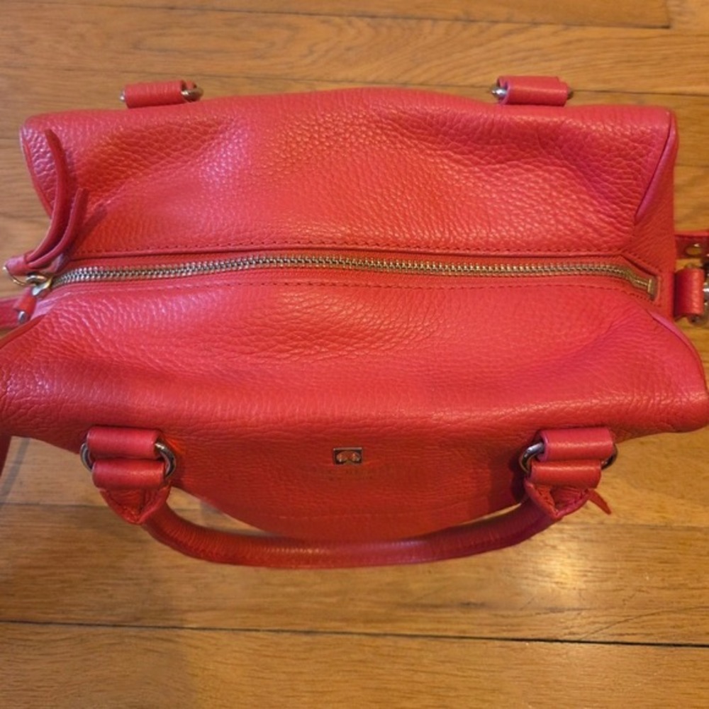 Kate Spade NY Grant Park Hadlen Pebbled Leather Satchel Crossbody Bag Coral Red - Picture 4 of 16